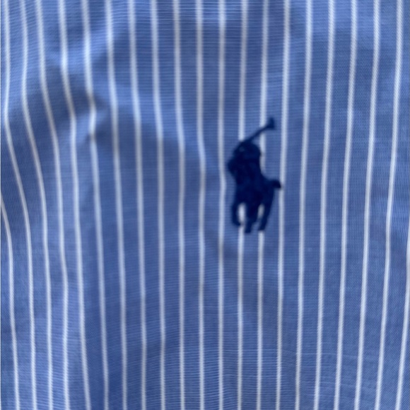 Ralph Lauren Men Yarmouth Blue White Striped Button Down Shirt Size 16 1/2 34/35 - Picture 3 of 12